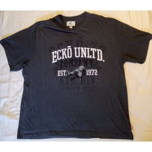 VINTAGE Y2K Ecko Unltd Graphic T-Shirt Heavy Vinyl Rhino Print Charcoal SIZE 5XB